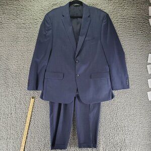 Jos. A. Bank Suit Mens 46R 40x30 Navy Blue Pinstriped Wool Traveler Two Piece